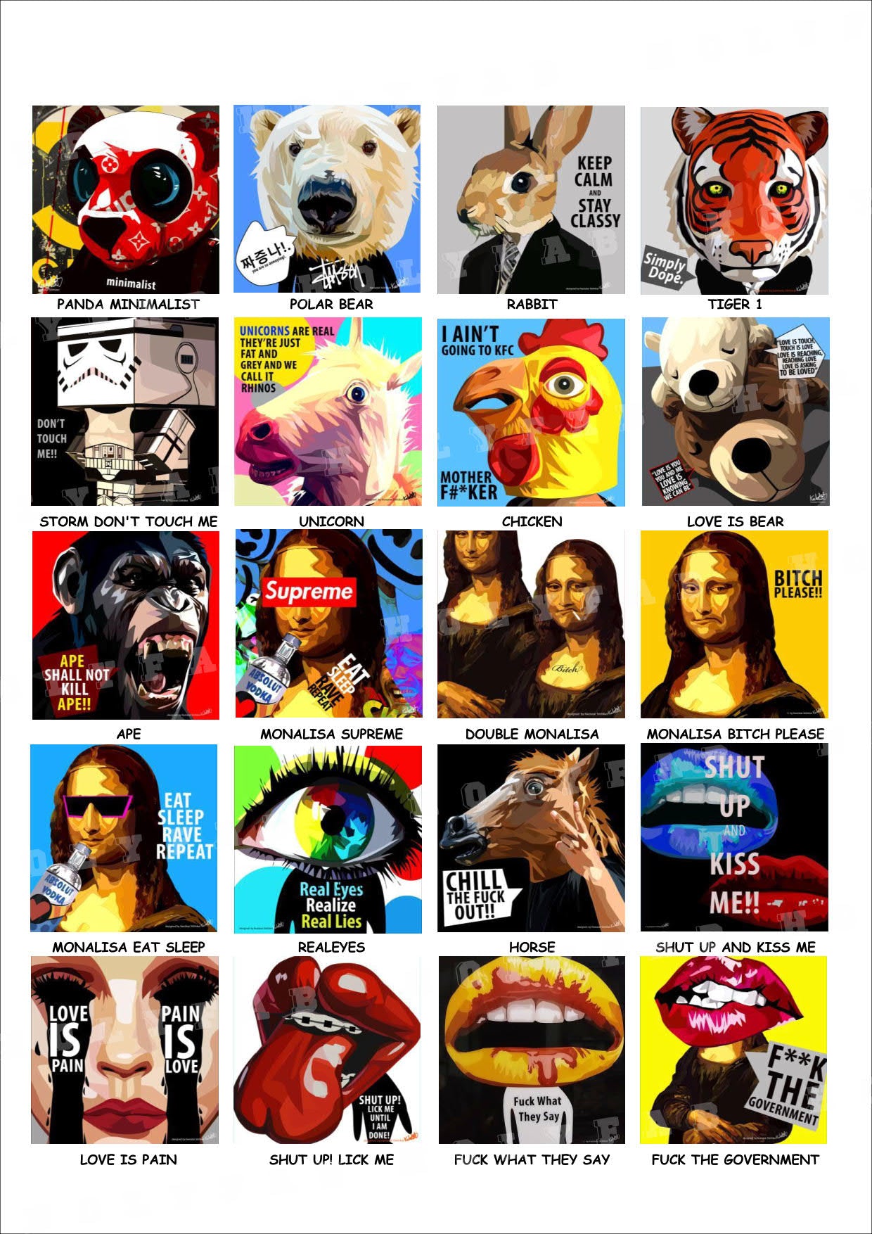 卡通-動物-藝術-POPART 掛畫 CATALOG