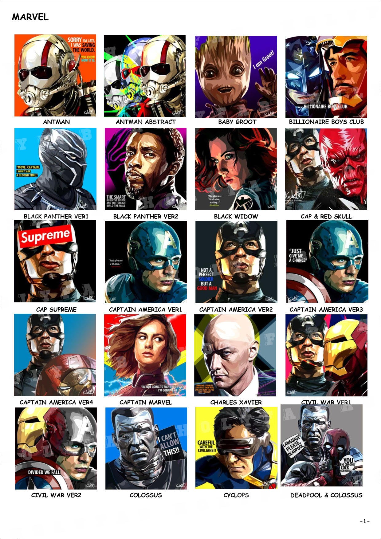電影-劇集-Marvel-Dc Comics-StarWars -CATALOG