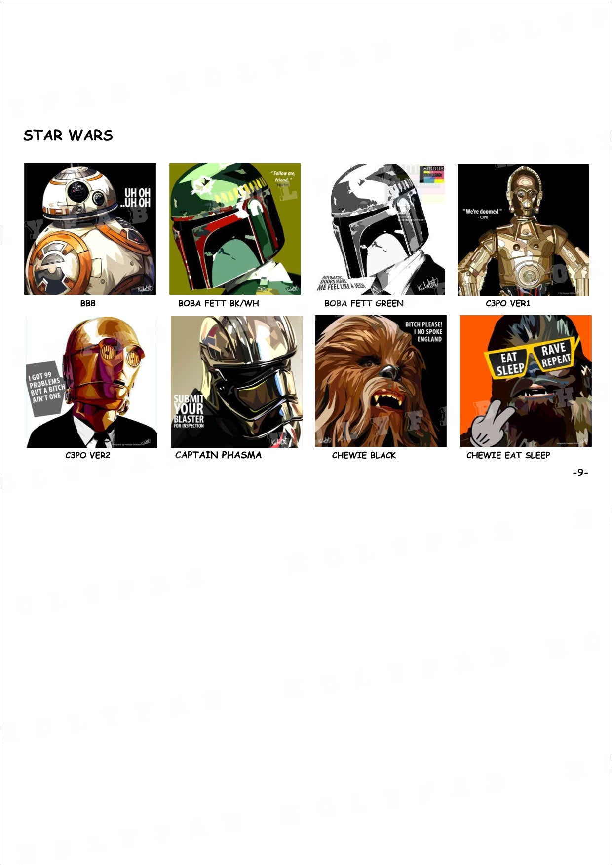 電影-劇集-Marvel-Dc Comics-StarWars -CATALOG