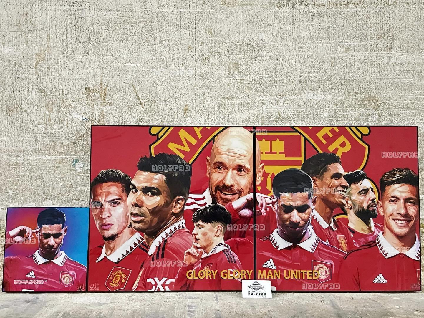 MANCHESTER UNITED TEAM SET 2PCS/SET (20”X2)合併款 兩幅中Size PopArt 掛畫 (M size Only)