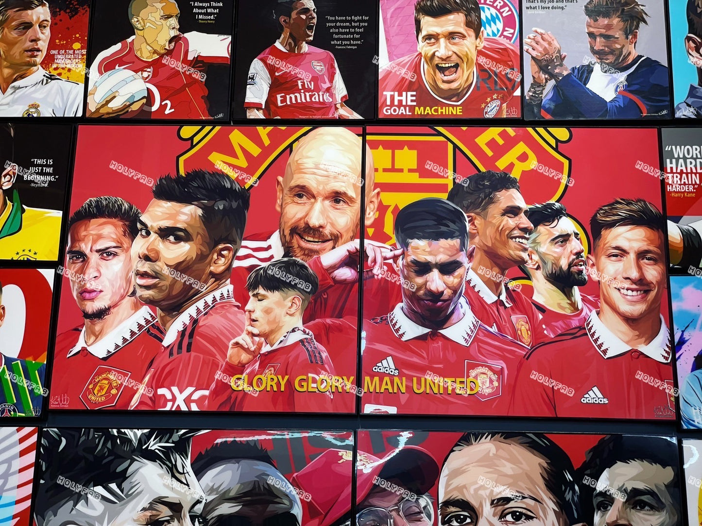 MANCHESTER UNITED TEAM SET 2PCS/SET (20”X2)合併款 兩幅中Size PopArt 掛畫 (M size Only)