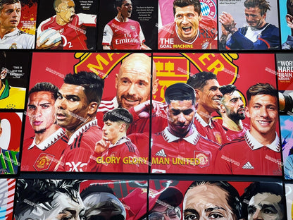 MANCHESTER UNITED TEAM SET 2PCS/SET (20”X2)合併款 兩幅中Size PopArt 掛畫 (M size Only)